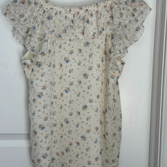 LOFT Floral Ruffle Shell Top XS - Picture 6 of 7